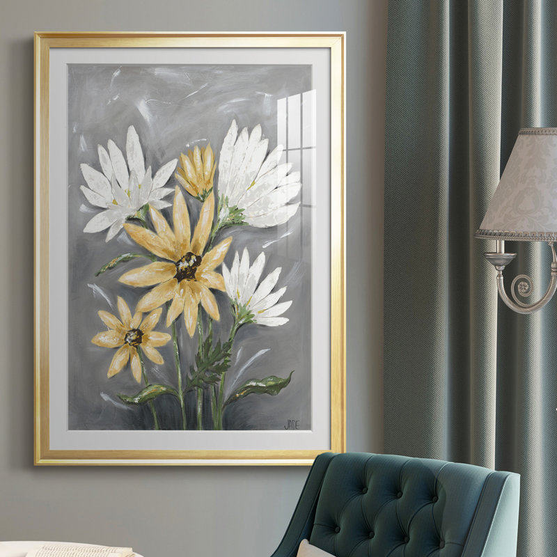 Summer Daisies I - reproduction de cadre photo, Or, H 36,5 po x l 26,5 po x P 1 po