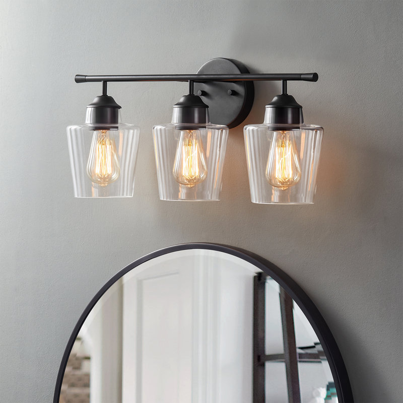 Éclairage pour salle de bain 4 lumières à intensité variable Atish, Noir mat, Trois lumières