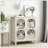 Modern Retro Sideboard Buffet Storage Cabinet With Tempered Glass Doors, Freestanding Kitchen Console Table, 2-Door Decorative Cabinet, Cream Color