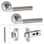5 Pairs Mitred Design Door Handles on Round Rose in Satin Nickel Polished Chrome Finish with 2.5" Tubular Latch - 52mm Diameter-256632909