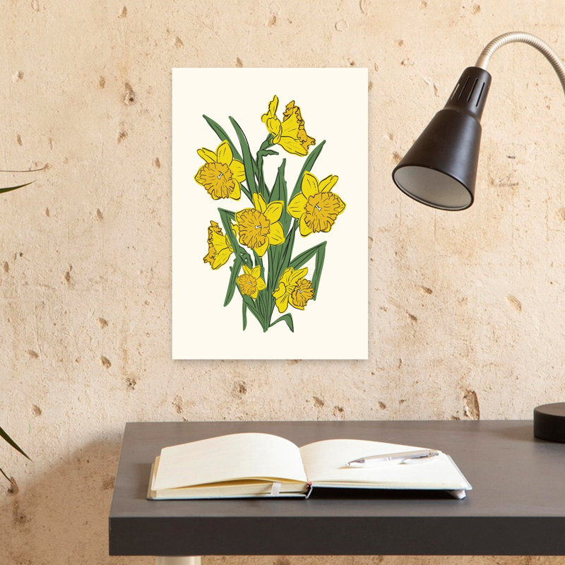 Jaune vif, jonquilles jonquilles, art mural nature, H 18 po x l 12 po