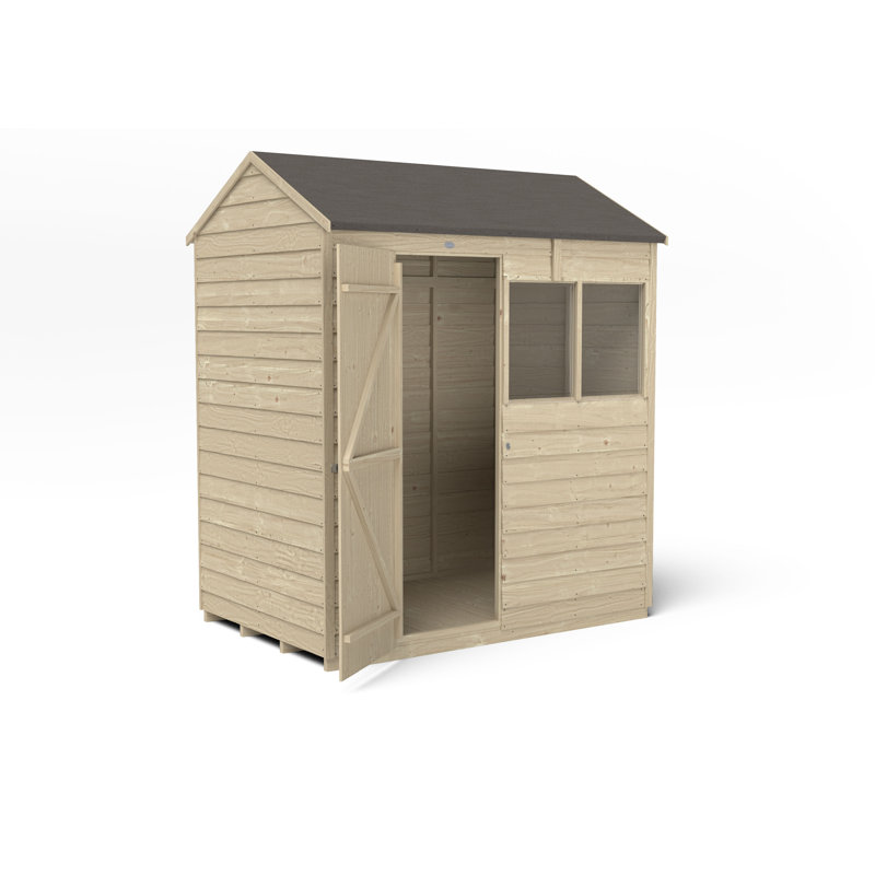 4Life 6x4 Pressure Treated Reverse Apex Shed, No