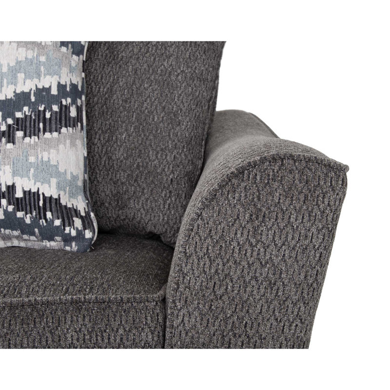 Chaise et demi en polyester Joeseline, Chenille gris charbon