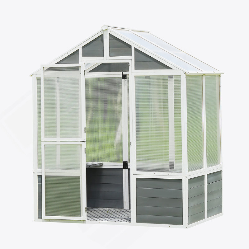 Wooden Greenhouse Polycarbonate Garden Shed For Plants, 76''X48''x86'' Outdoor Plant Gardening Greenhouse