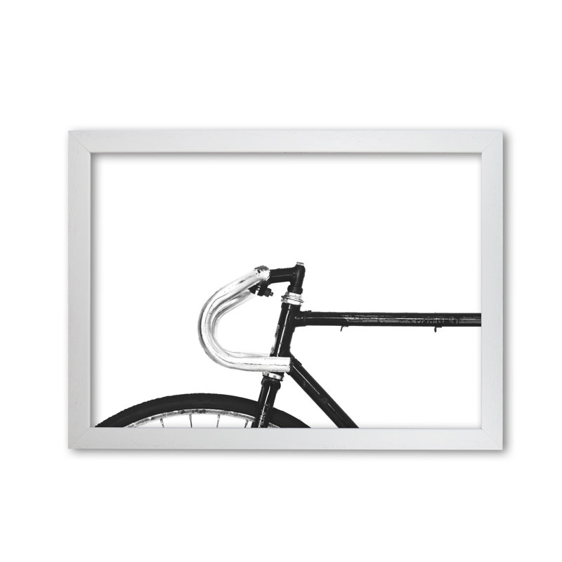 Minimal Bike Frame 1 Piece Painting, 85 cm H x 60 cm W x 5 cm D, White Grain Frame