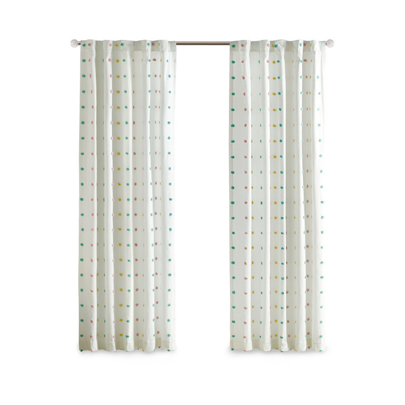 Panneau de rideau en coton jacquard à pompons (seulement 1 panneau PC)
