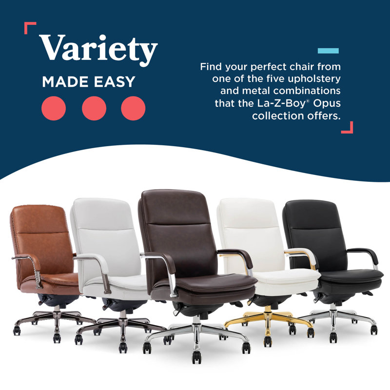 Opus Leather Swivel Executive Office Chair, Black, Chrome