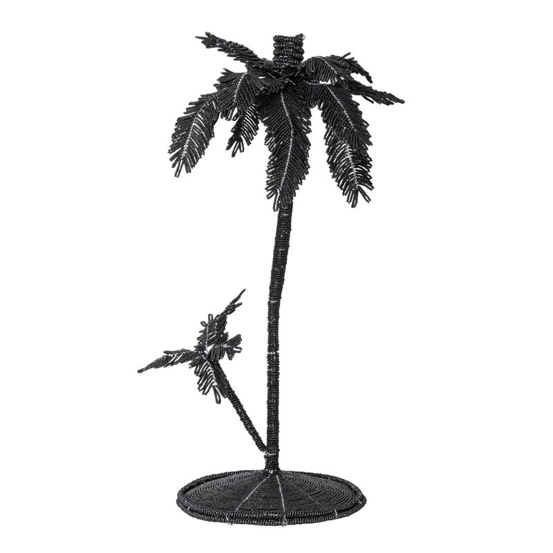 Desert Palm Tree Candlestick, 23" H x 9" W x 9" D, Black