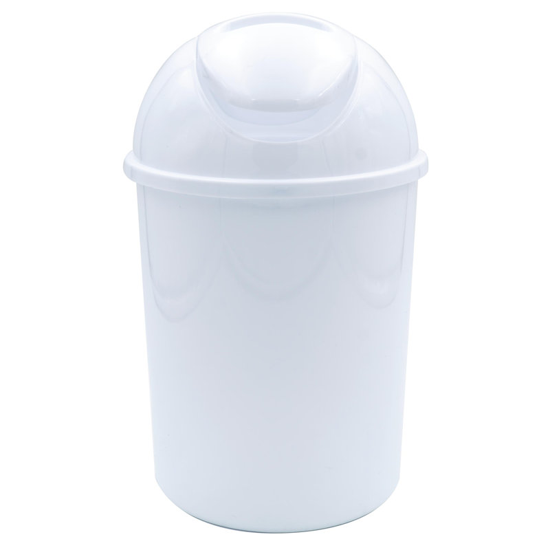 Plastic Swing Top Rubbish Bin - 5L, White