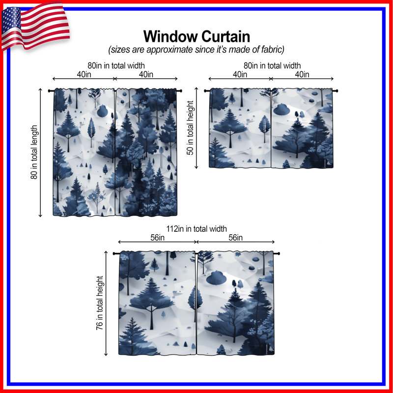 Rideaux de fenêtre Blue Forest, 40in x 60in - 2 panels, Obscurcissement de chambre