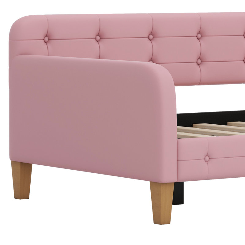 Upholstered Daybed With 4 Support Legs, Rubine