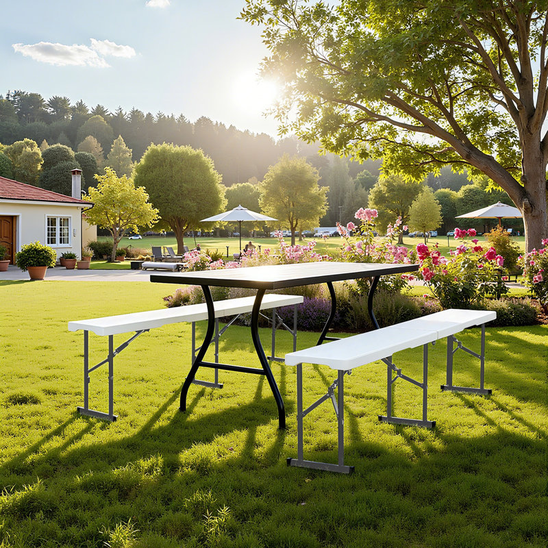 Banc en plastique pliable pour l'extérieur, H 3 po x l 39 po x P 11 po, White
