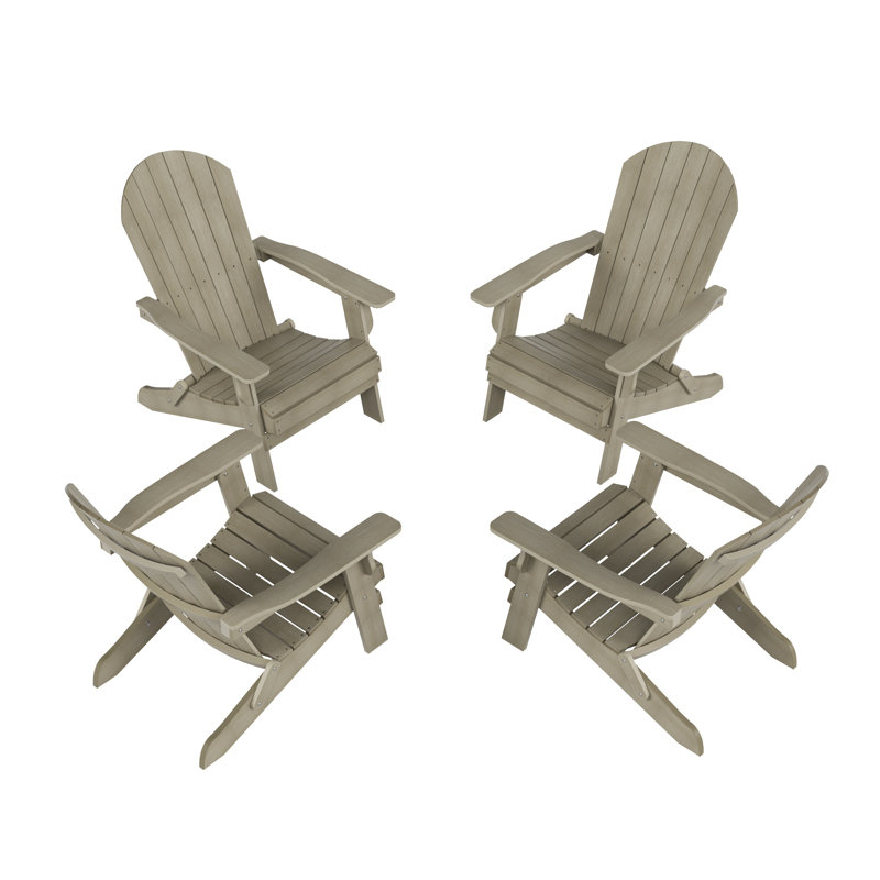 Chaise Adirondack pliante en plastique Arrlo, Gris patiné