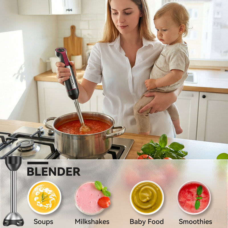 LINKChef 1000W 20-Speed 5-in-1 Immersion Hand Blender with Turbo Mode, Scratch-Resistant for Versatile Kitchen Tasks