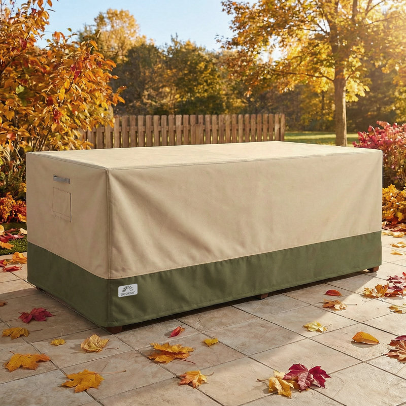Aoodor Heavy Duty Patio Loveseat Cover, Beige/Green-88"W x 40"D x 38"H