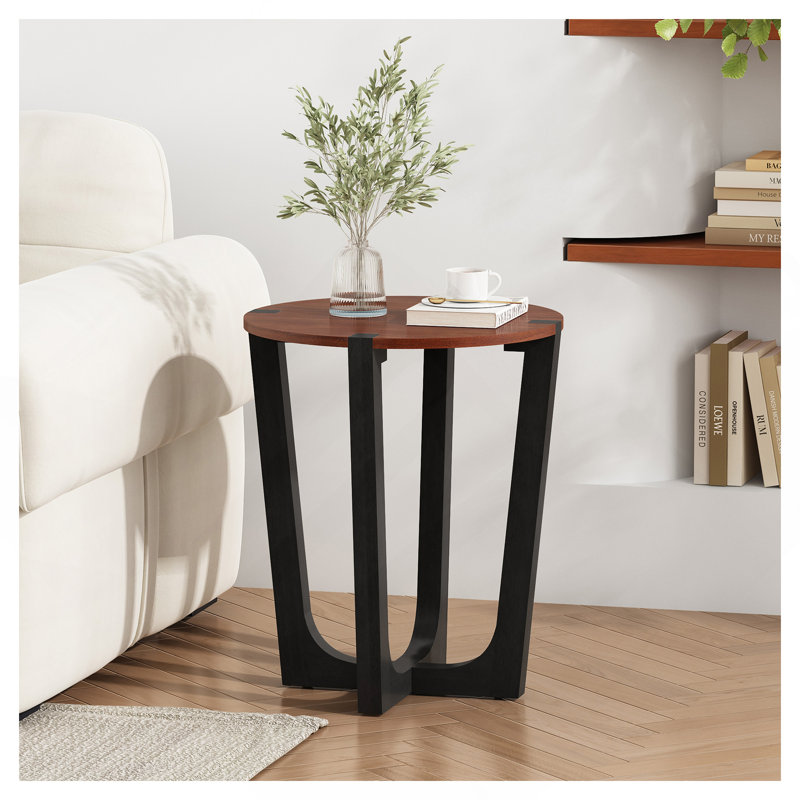 Table d'appoint en bois massif ACACIA, brun et noir