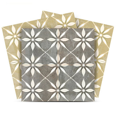 12" x 12" Floral Vinyl Peel and Stick Mosaic Tile (Set of 24)
