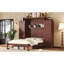 Grand lit en noyer avec 2 garde-robes de rangement intégrées et tablettes pliantes, plateforme multifonctionnelle pour chambre à coucher, étagère de rangement spacieuse, chambre d'amis pliable-2139793957-2139793959