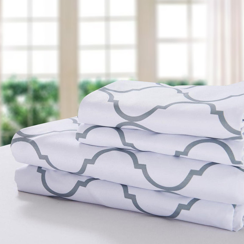  3 Piece Duvet Cover Set Soft Microfiber 1 Duvet Cover & 2 Pillow Shams, Full/Queen Duvet Cover + 2 Shams, White/Gray