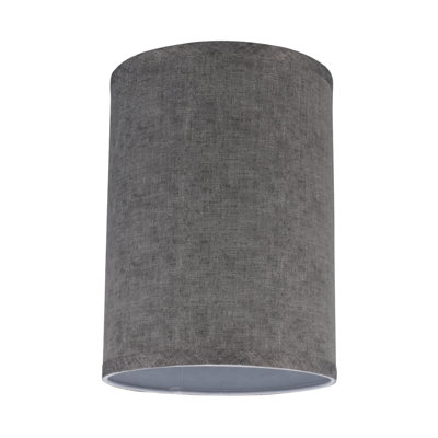 Abat-jour tambour en tissu texturé gris 11 po H