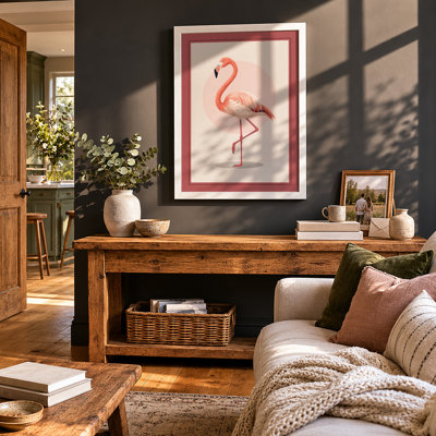 Flamingo and Friend Minimalist - Framed Print
