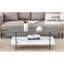 Table basse à deux couches, verre transparent et motif en marbre blanc, espace de rangement généreux, table à pieds trempés stables de 43,3 po - moderne et en marbre, idéale pour organiser des articles-70042689
