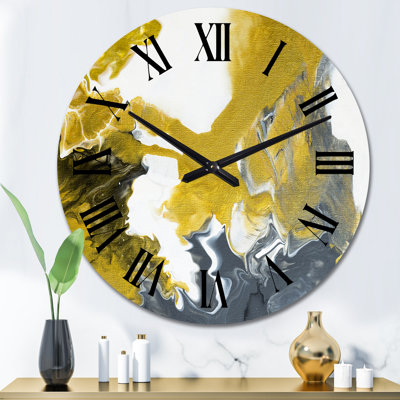 Horloge murale moderne en marbre vert et gris
