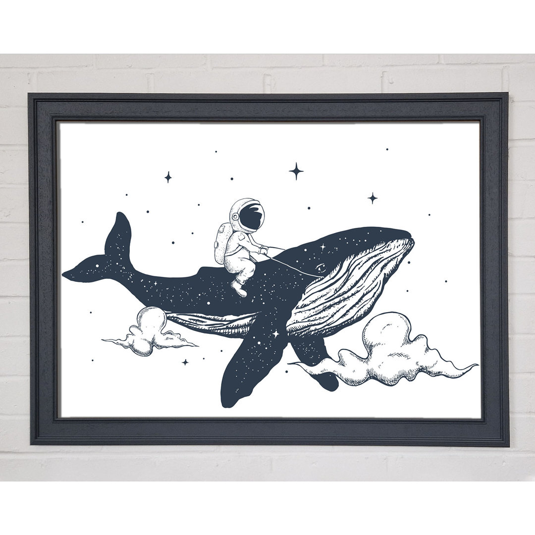 Astronaught On A Whale Gerahmter Druck Wandkunst