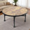 Table basse industrielle ronde, table basse circulaire en poterie en bois avec pieds en métal robustes, table d'appoint centrale avec rangement ouvert pour le salon