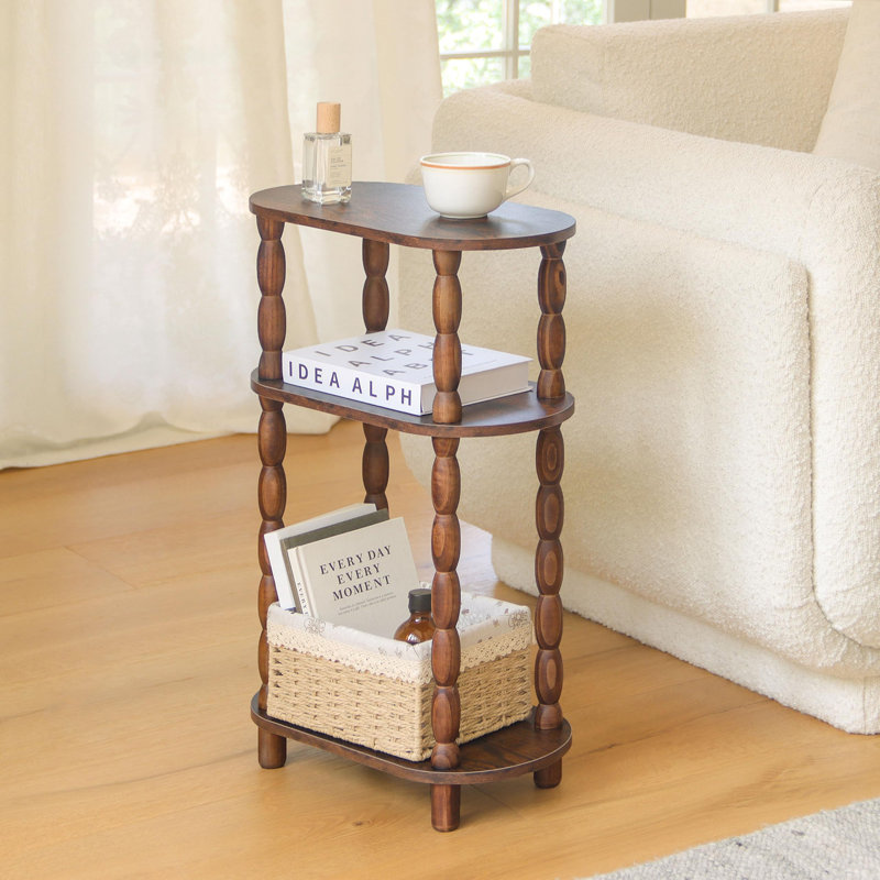 Petite table à 3 niveaux aux côtés étroits, Brun rustique