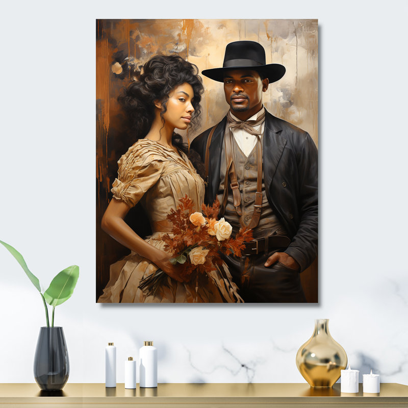 Portrait de couple historique Harlem I - Art africain américain, art mural en métal, H 20 po x l 12 po x P 1 po