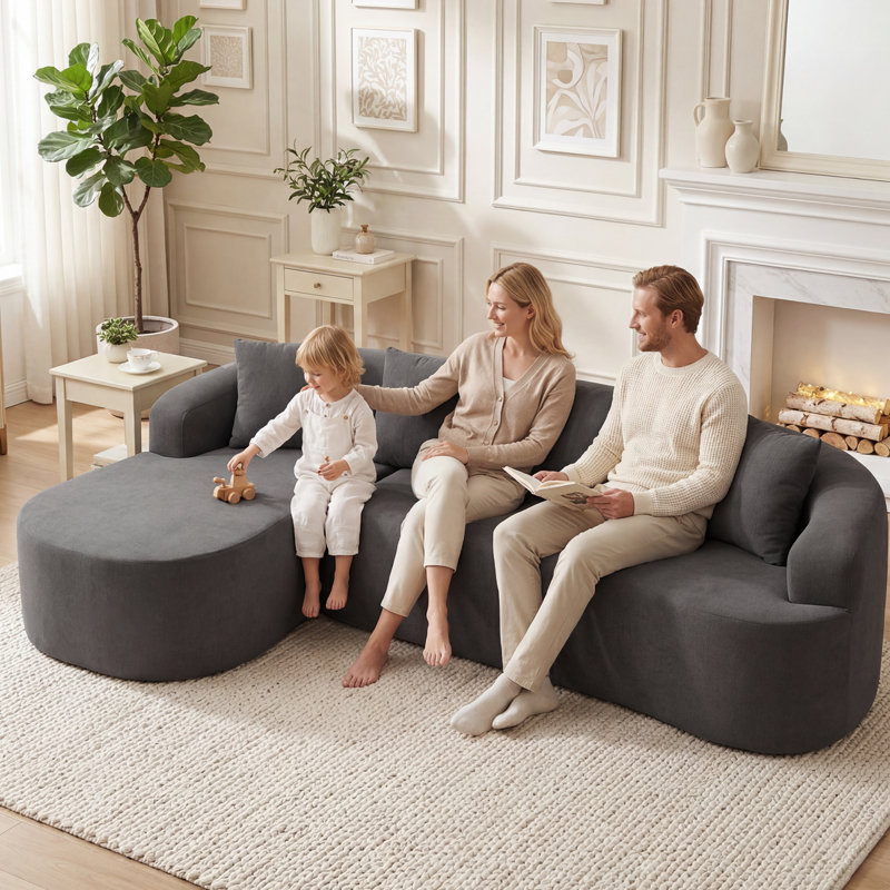 Boneless Modular L-Shaped Sectional Cloud Sofa for Living Room – Modern Minimalist Couch with Customizable Configuration Options