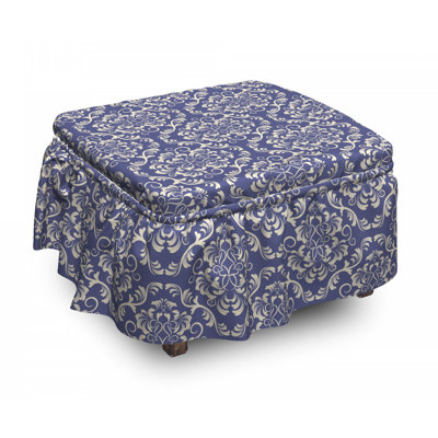 Housse pour repose-pieds rococo floral damassé