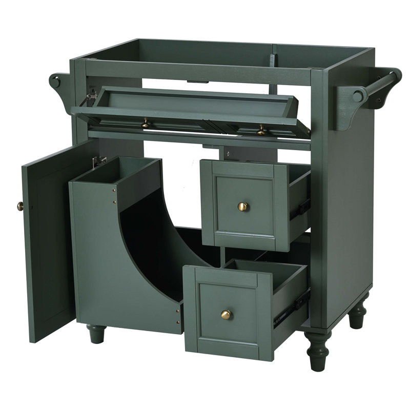 30'' Green MDF Freestanding Bathroom Vanity with Gold Hardware