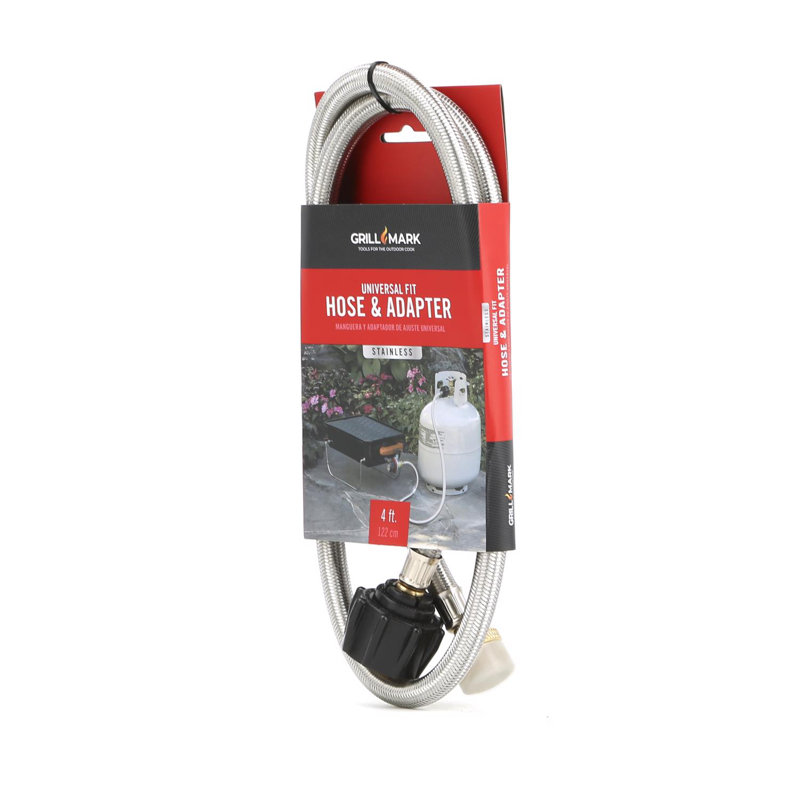 48-inch Stainless Steel Gas Line Hose and Adapter for Grills