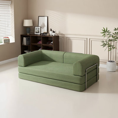 Convertible Corduroy Sleeper Sofa Bed, With Fixed-Shape Frame