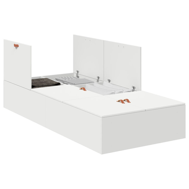 Storage Bed Frame, 90 x 190 cm, White