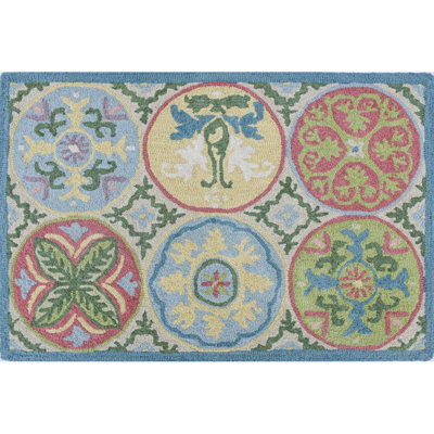 Mosaic Tiles Handmade Hand Tufted Wool Pastel Rug