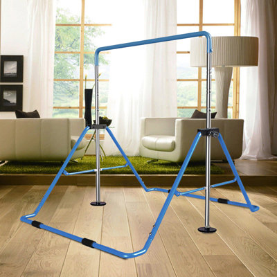 Barres de gymnastique extensibles, barres horizontales de gymnastique à hauteur réglable, bleu
