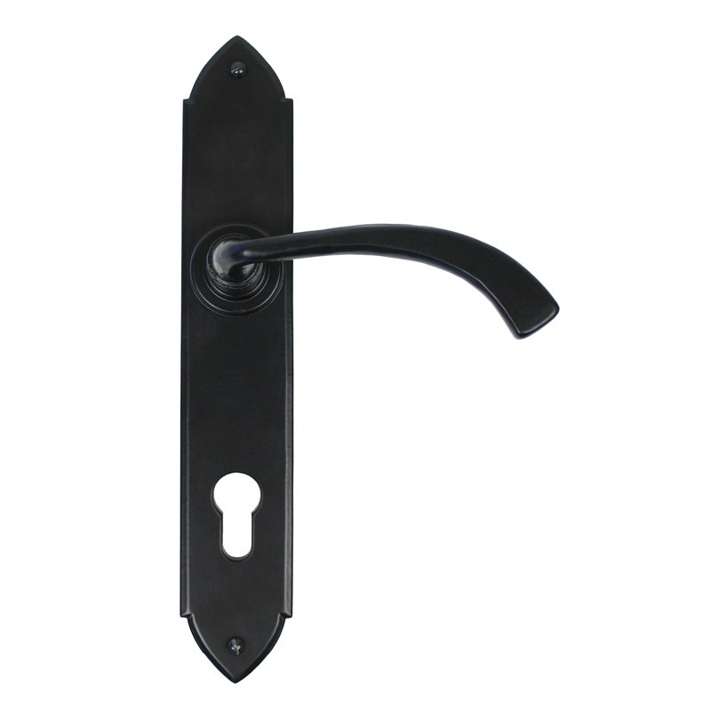 Gothic Lock Door Handle, Right, Black