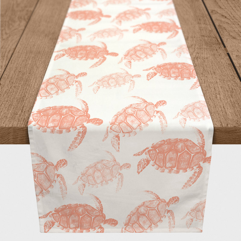 Chemin de table Watercolor Turtles, 90 po x 16 po, Orange, 42