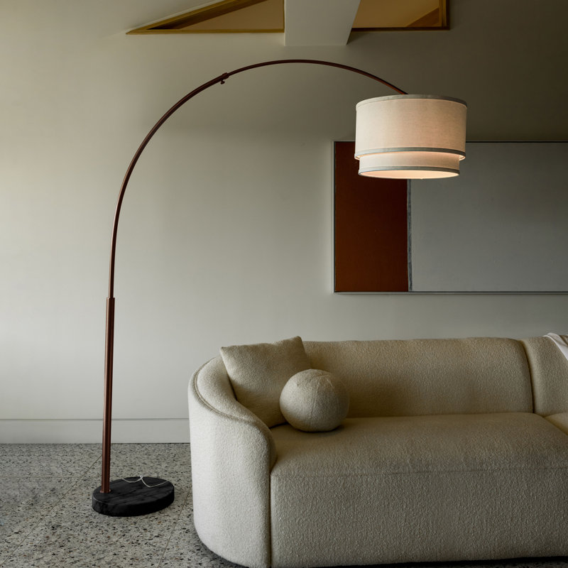 Minimalist Ambient Glow Led Floor Lamp With Dimmer In Brushed Steel And White Marble