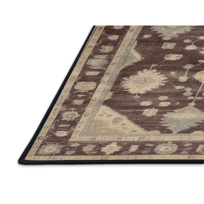 Machine Washable Overdyed Brown Area Rug, Rectangle 2' x 3'