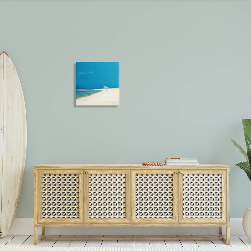 «Beach Shoreline Summer Landscape» par Paul Brent - peinture sur toile tendue, H 17 po x l 17 po x P 1,5 po