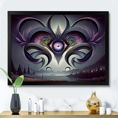 «Purple Eye Landscape II», art mural moderne sur toile géométrique