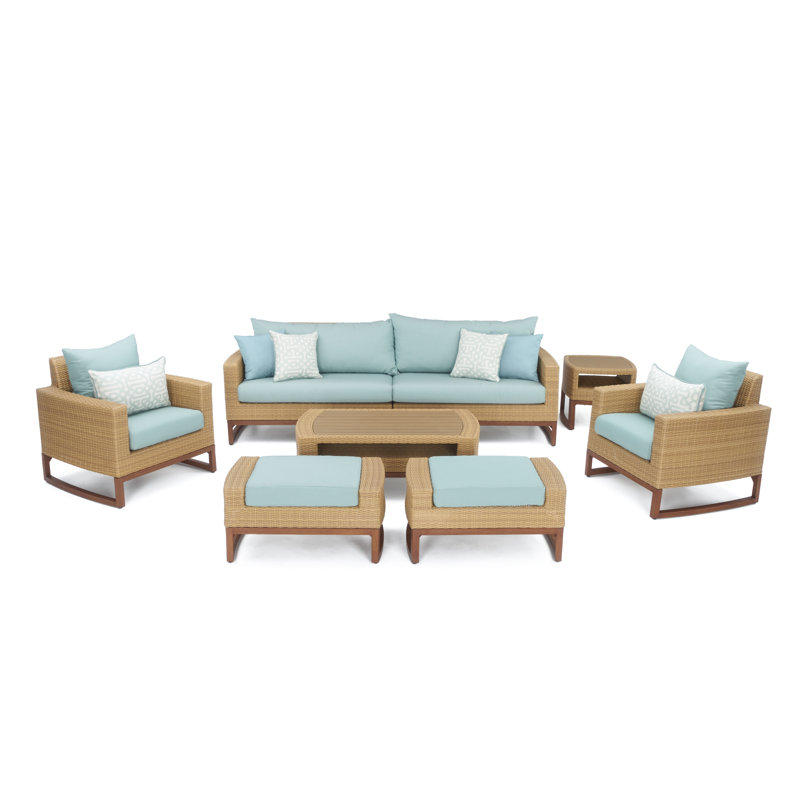 Milana Outdoor 8 - Piece Conversation Set, Canvas Spa Sunbrella® Canvas