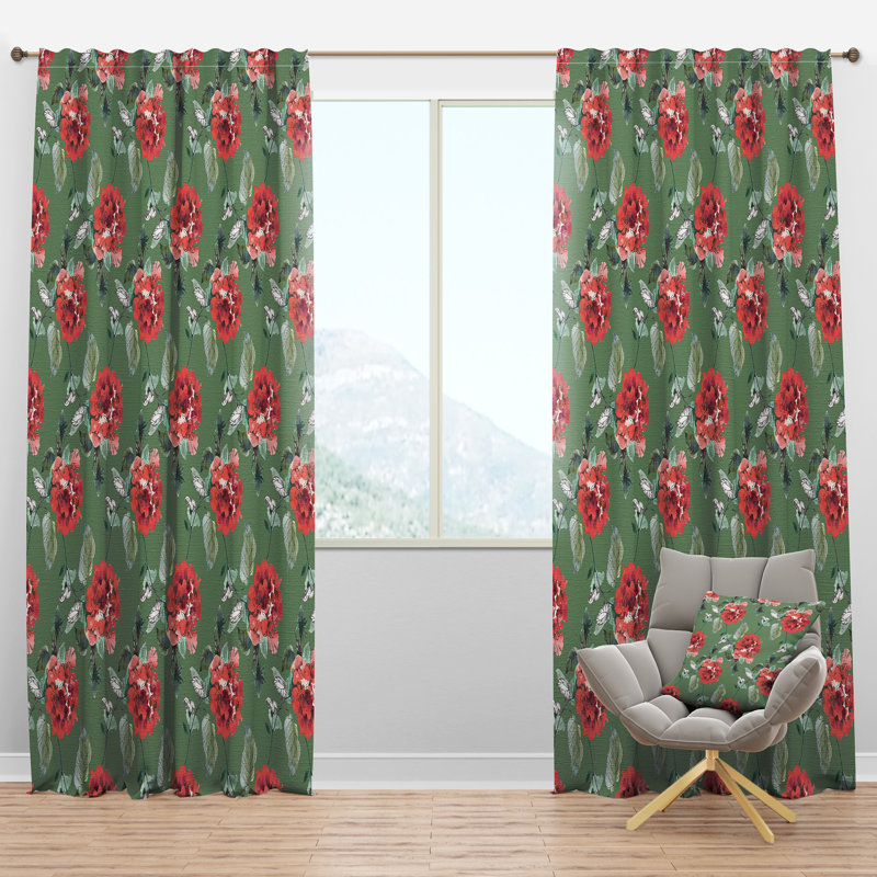 Red Red - Rideau de ferme - Velours obscurcissant - 1 panneau, Vert, l 52 po x L 120 po
