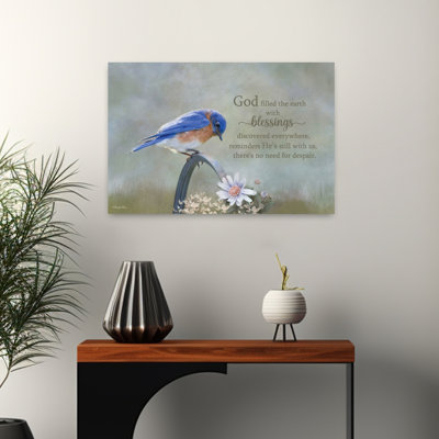 «Blessings Contemporary Bird Flower Art»