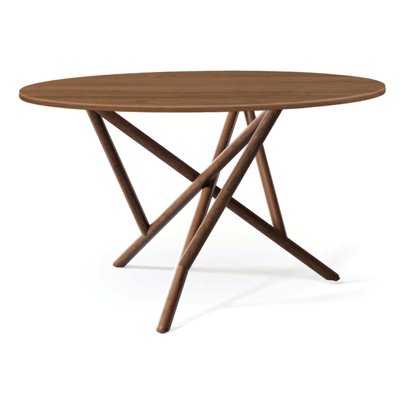 Baton - Table ronde à plateau fixe, H 30 po x L 54 po x l 54 po, Noyer naturel, Noyer naturel