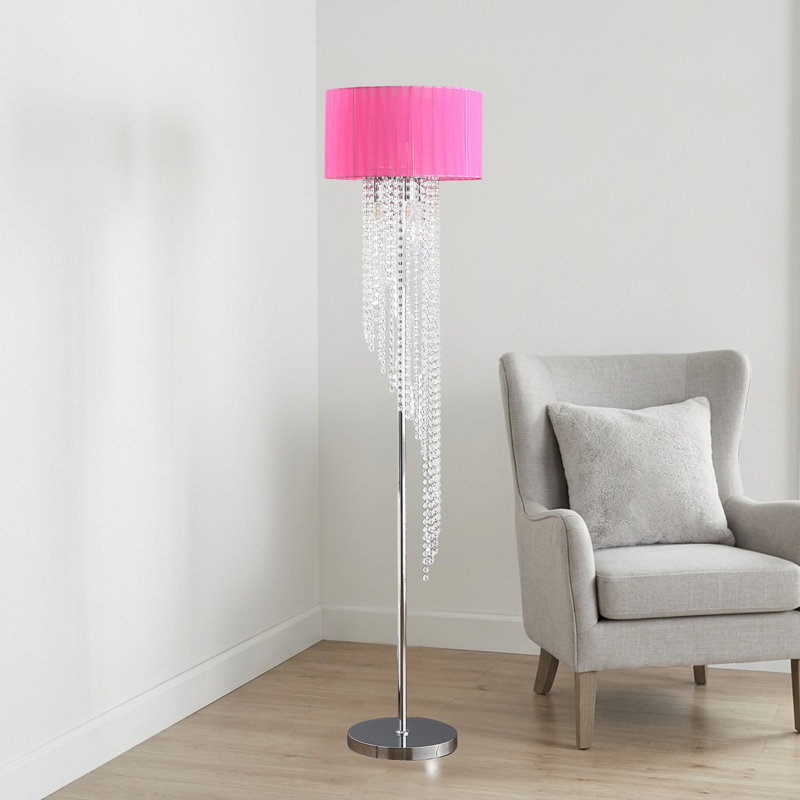 Lampe sur pied en métal chromé chromé diaphane 65,75 po pour salon, lampe sur pied pour chambre à coucher